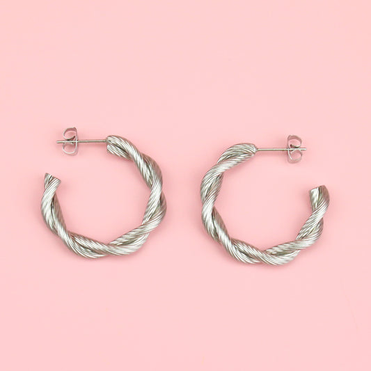 Knotted Steel Hoop Earrings
