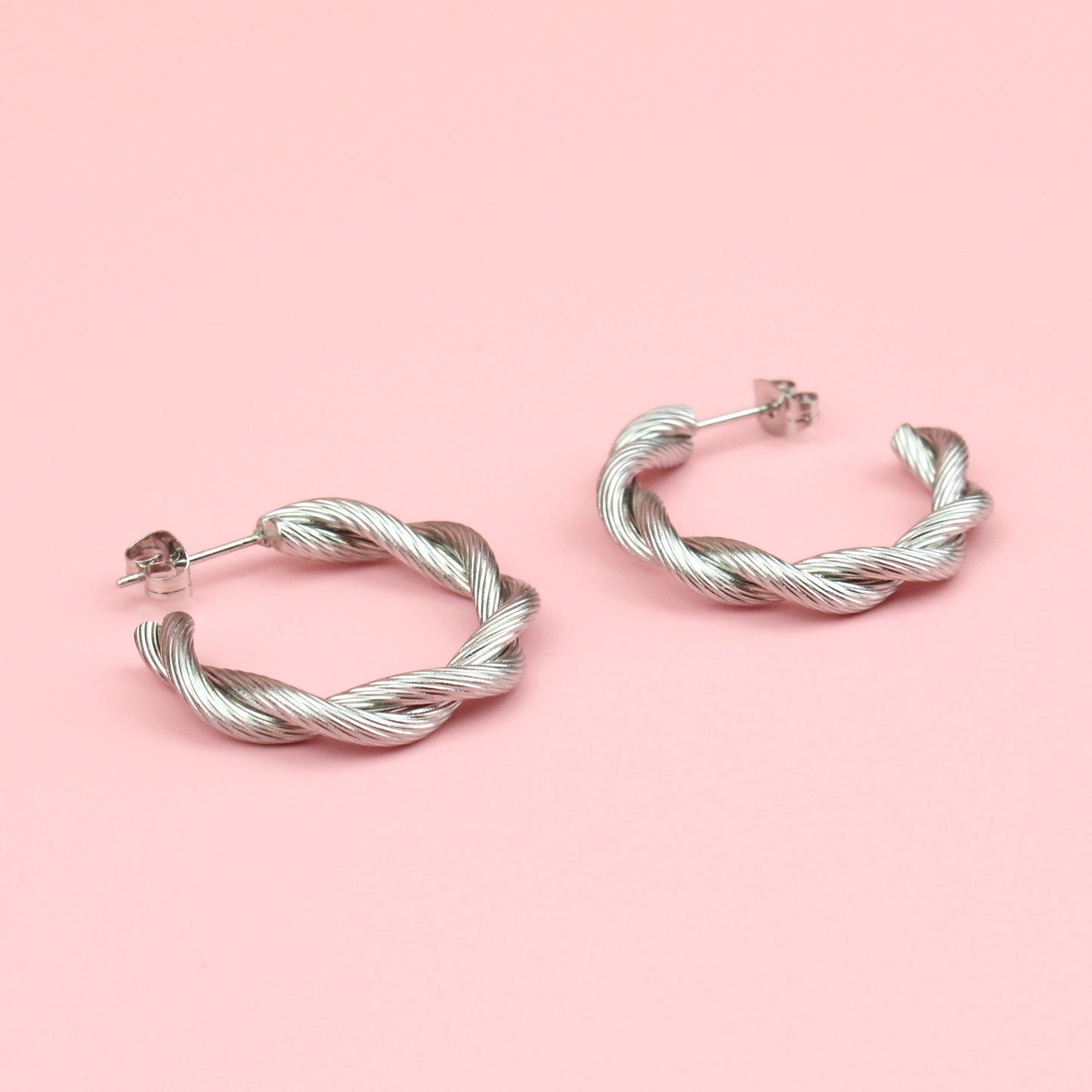 Knotted Steel Hoop Earrings