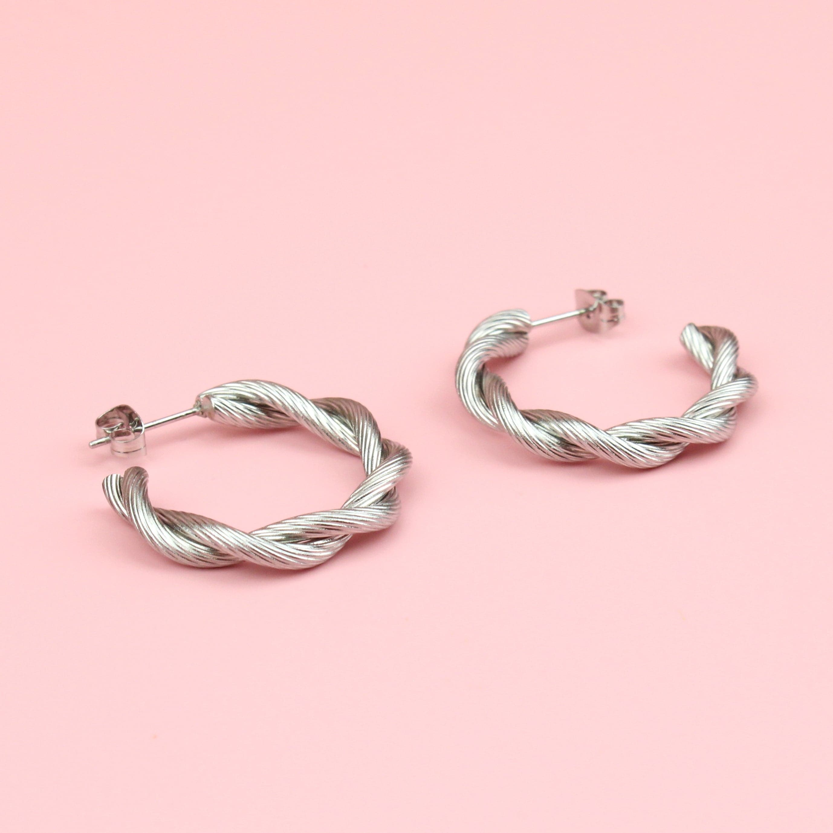 Knotted Steel Hoop Earrings