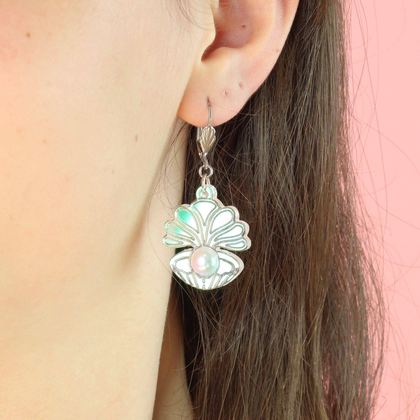 Iridescent Clam Shell Earrings