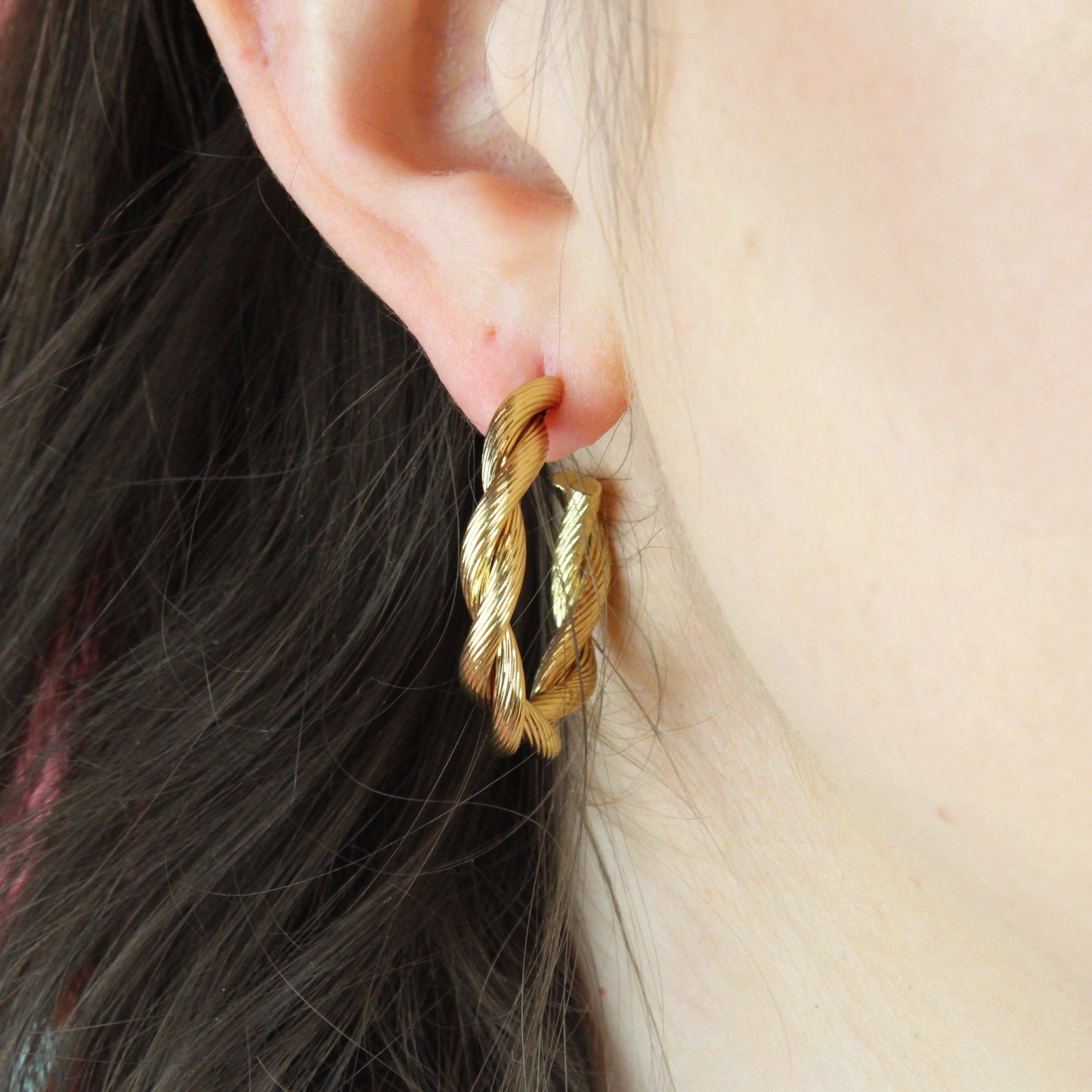 Knotted Steel Hoop Earrings (Gold Plated)