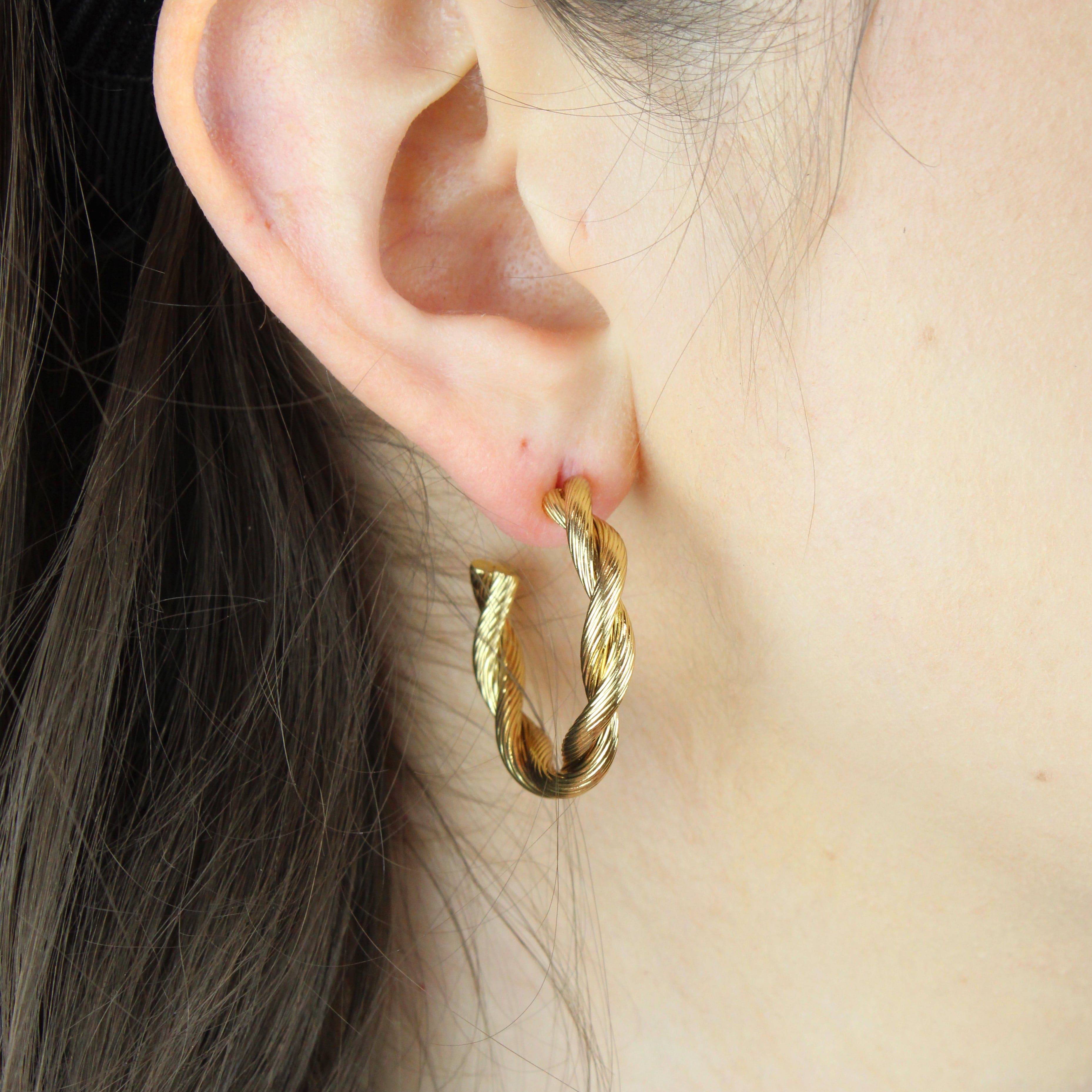 Knotted Steel Hoop Earrings (Gold Plated)