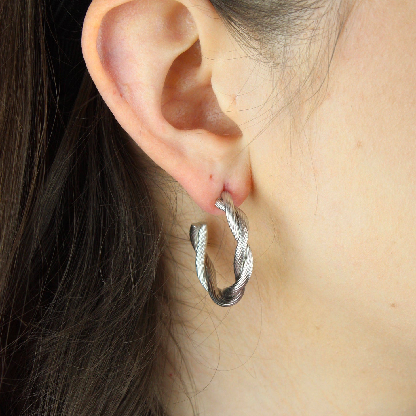 Knotted Steel Hoop Earrings