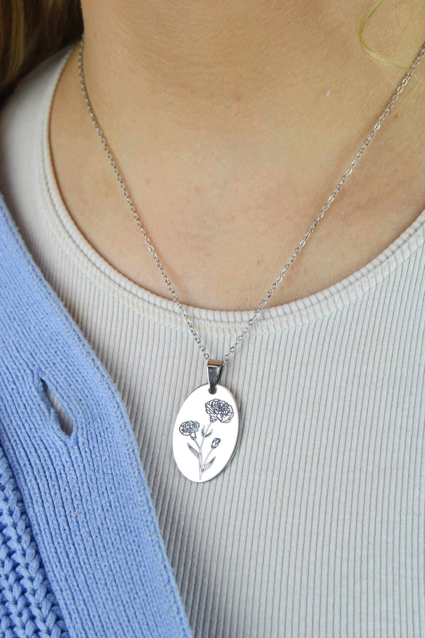 January Birth Flower Necklace - Carnation