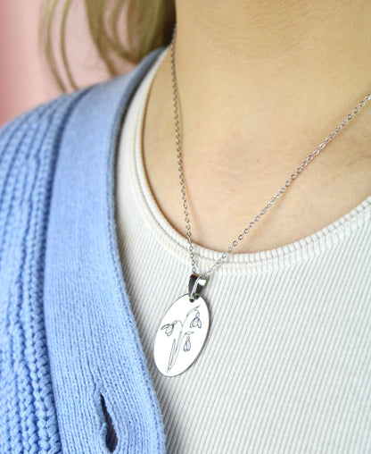 January Birth Flower Necklace - Snowdrop