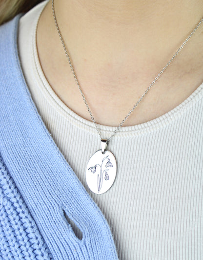 January Birth Flower Necklace - Snowdrop
