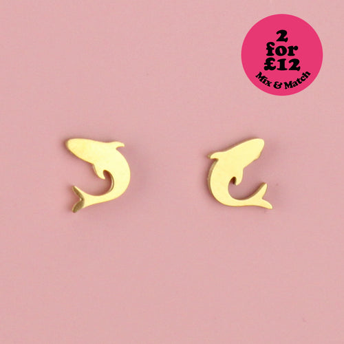Jawsome Shark Stud Earrings (Gold Plated)