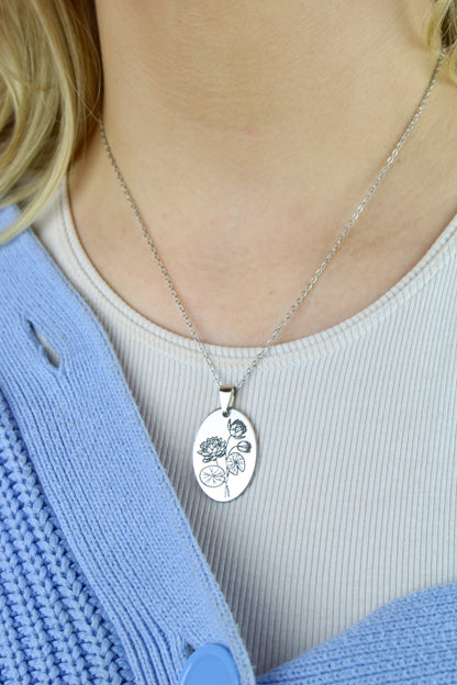 July Birth Flower Necklace - Water Lily