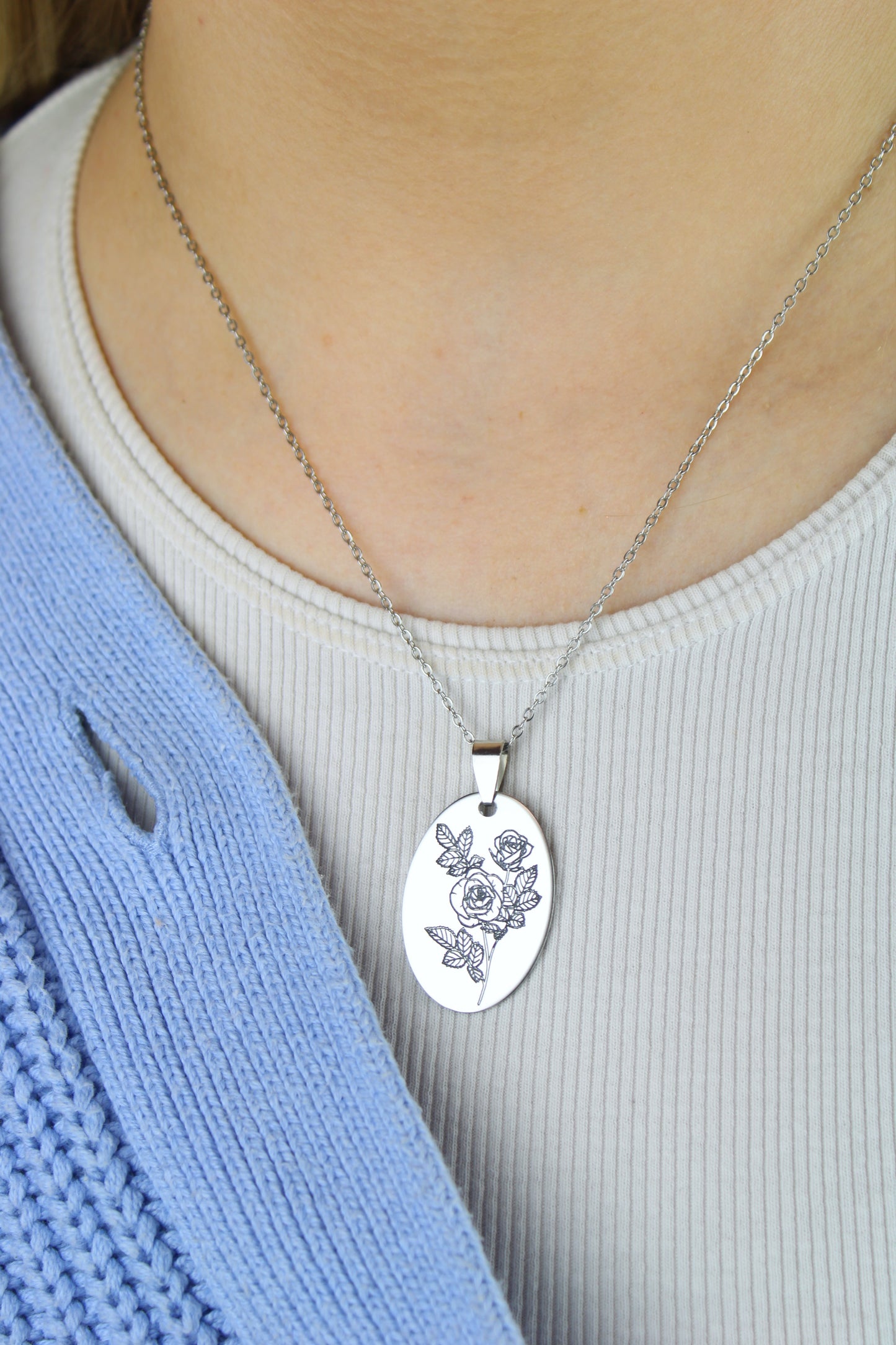 June Birth Flower Necklace - Rose