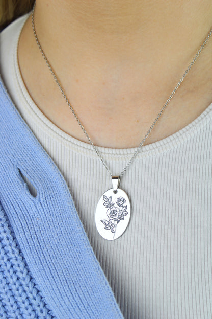 June Birth Flower Necklace - Rose