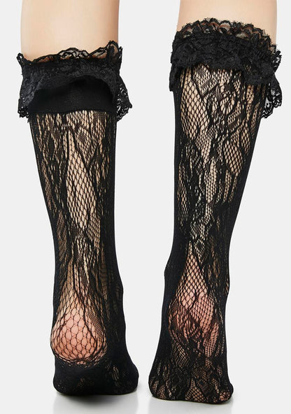 All Over Lace Ruffle Crew Socks