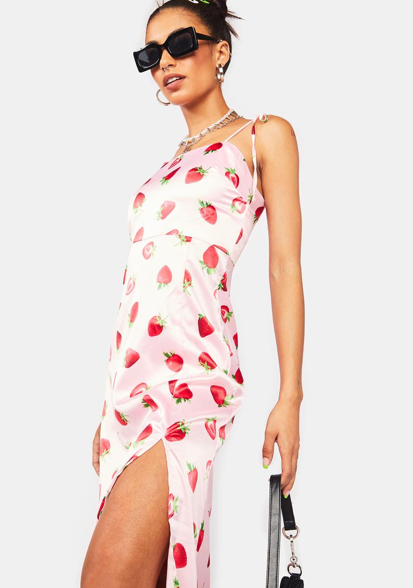 90's Strawberry Satin Dress