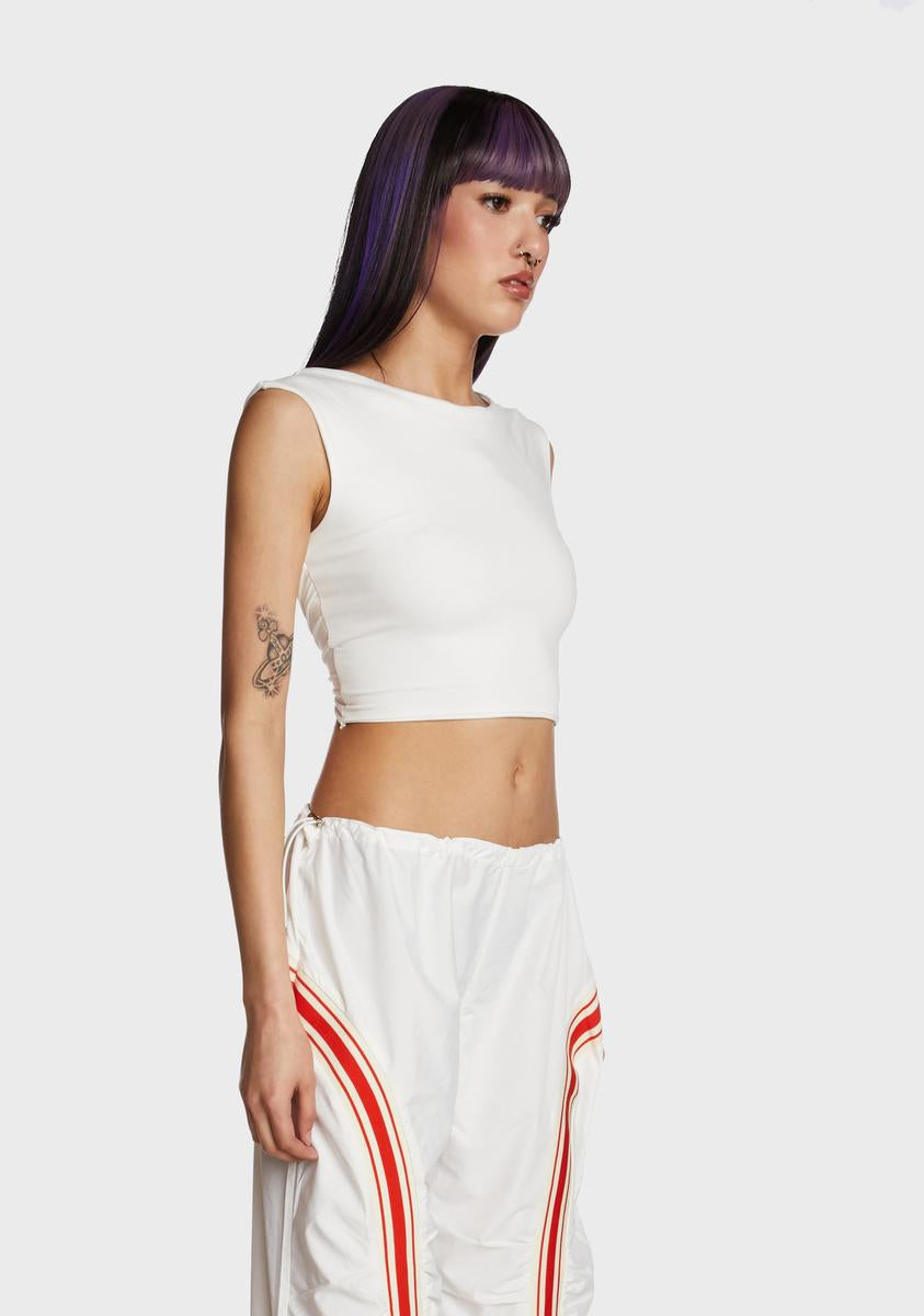 Abstract Muse Crop Top - White