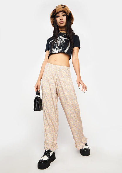 70s Prairie Girl Floral Bianca Culotte Trousers