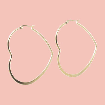 Large Heart Hoop Earrings (Gold Plated)
