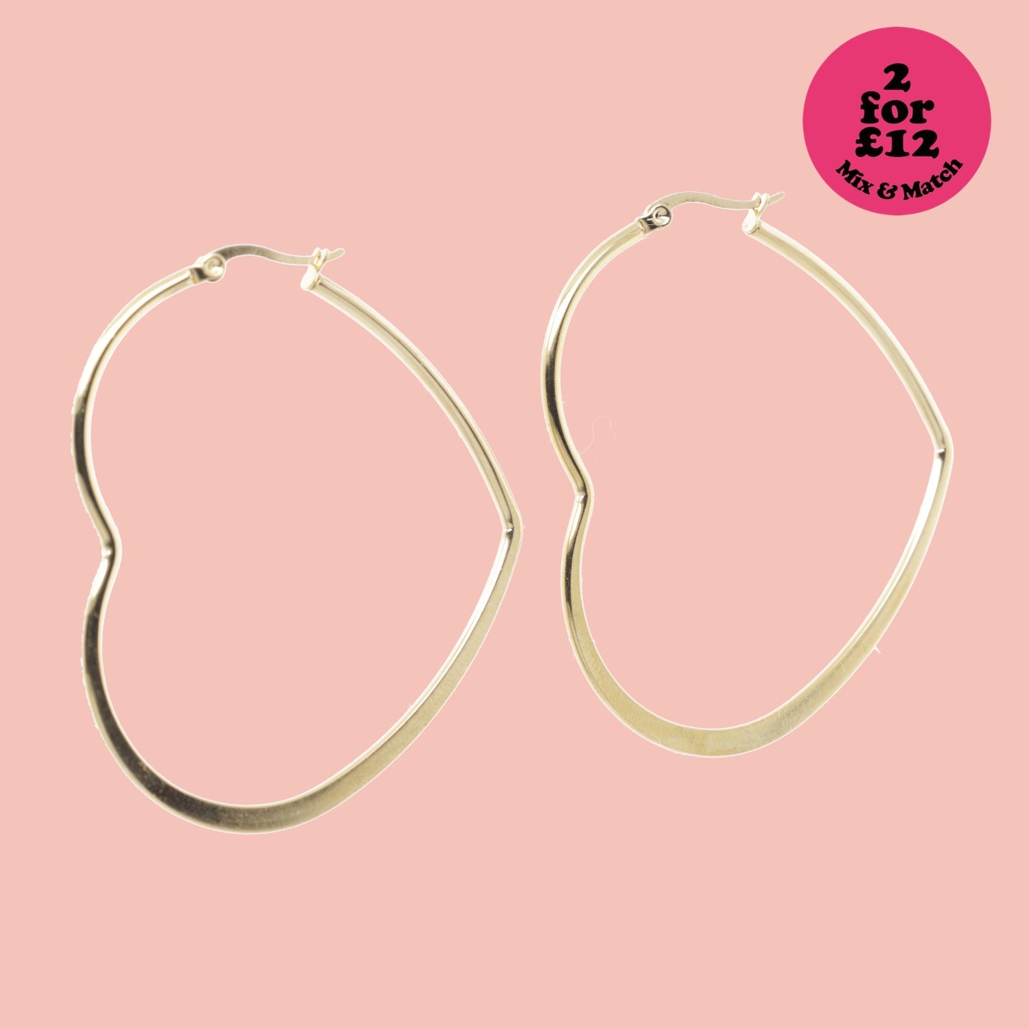 Large Heart Hoop Earrings (Gold Plated)