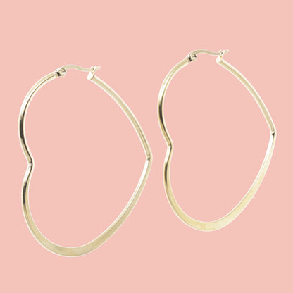 Large Heart Hoop Earrings (Gold Plated)