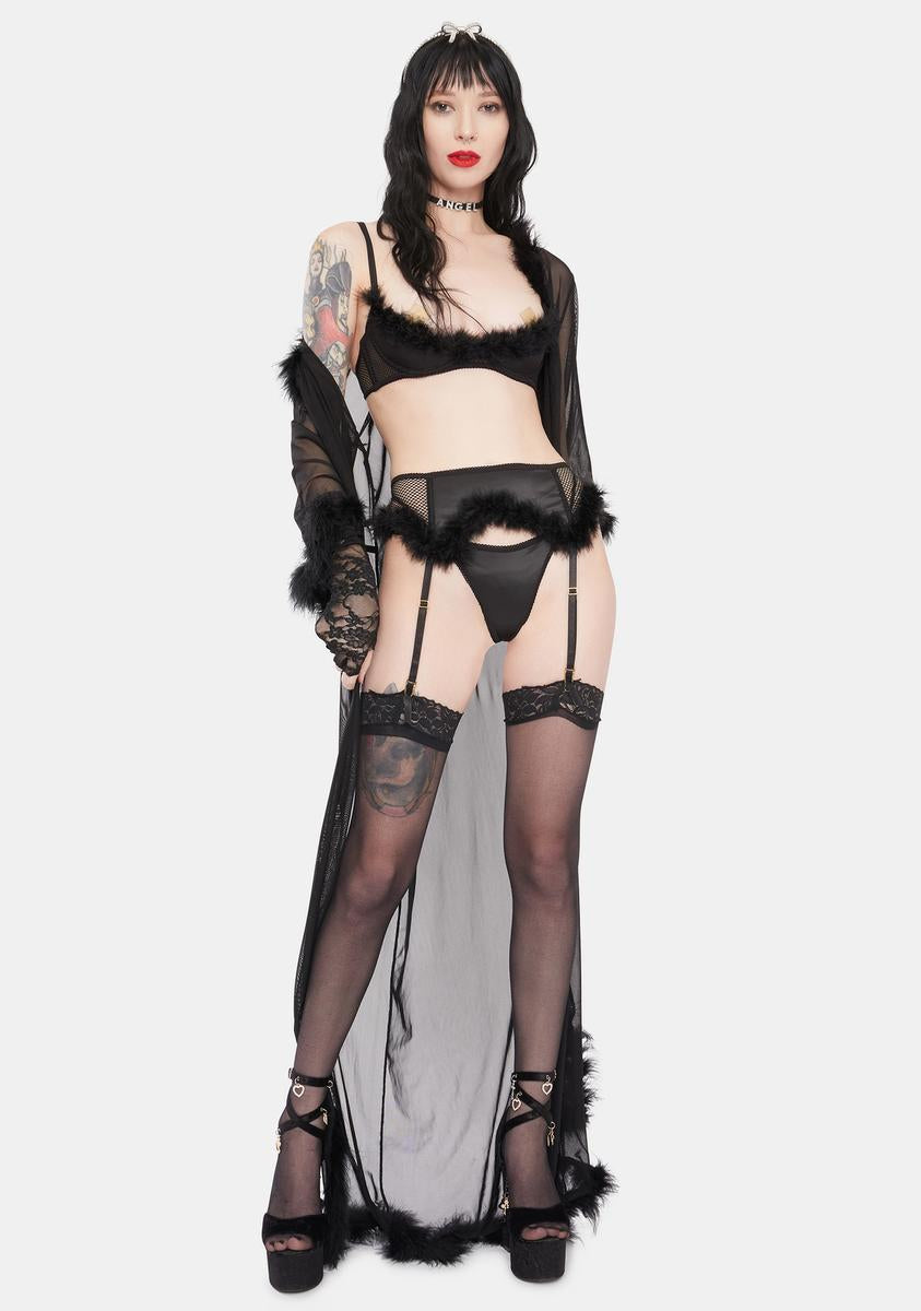 5 Minutes To Midnight Marabou Lingerie Set