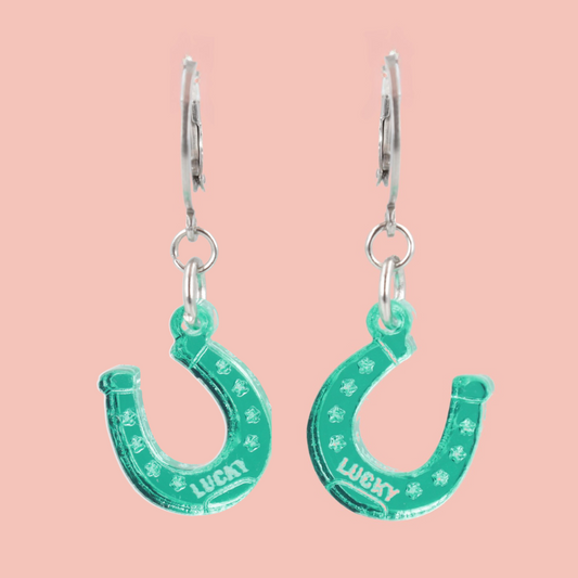 Just My Luck Huggie Hoop Earrings - Green