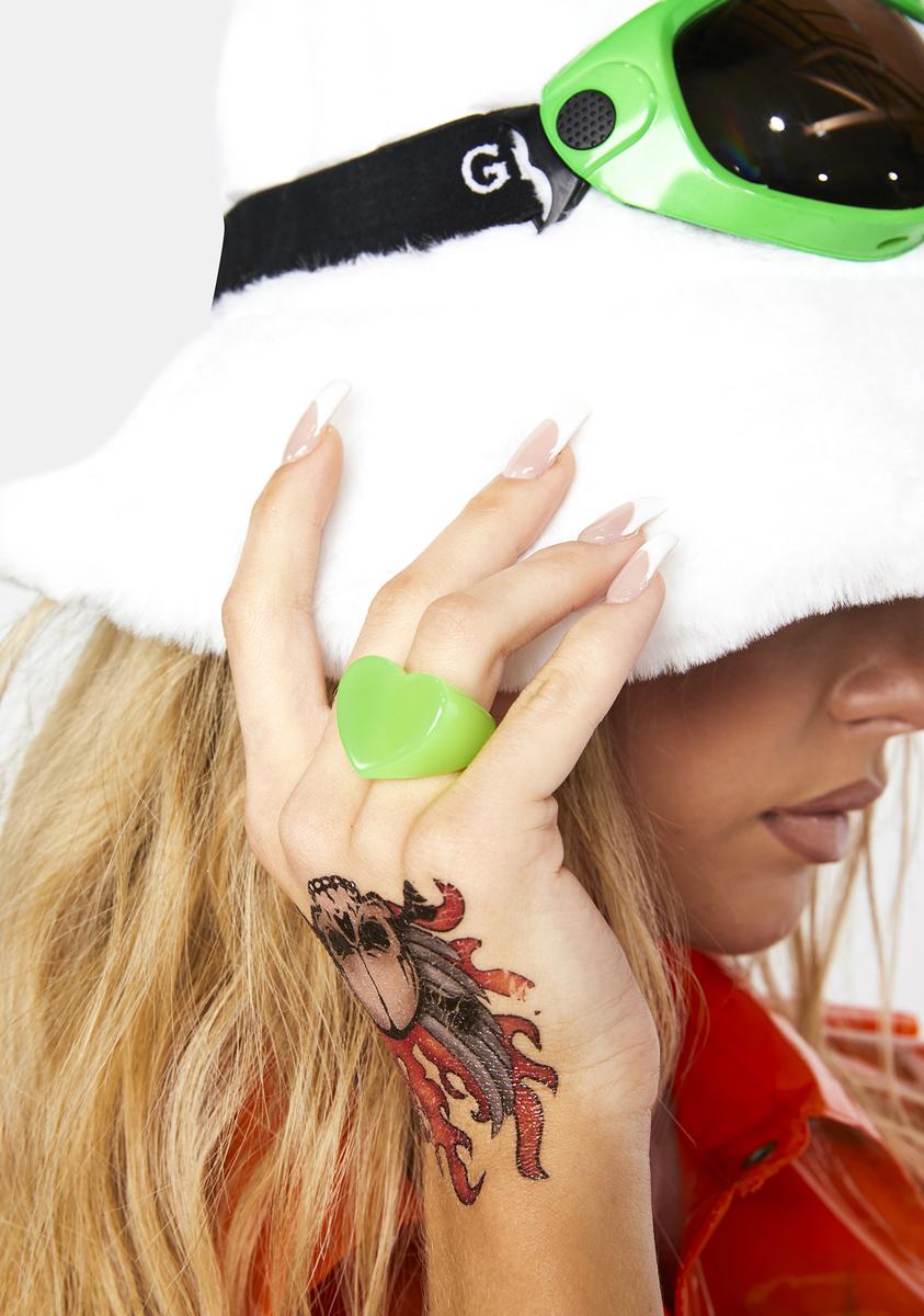Alien Neon Love Heart Ring