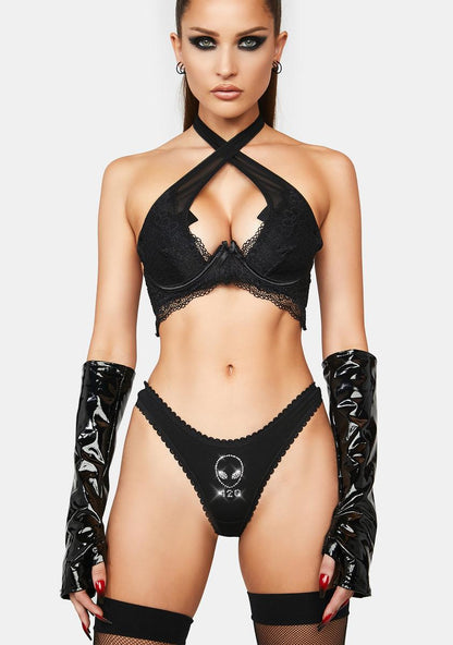 Alien 420 Rhinestone Thong