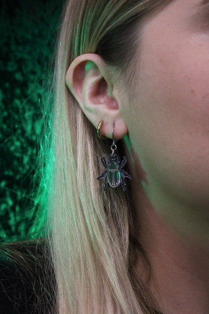 Jewel Summer Beetle Huggie Hoop Earrings