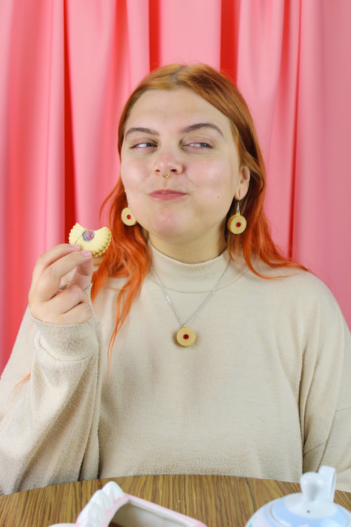 Jam & Cream Biscuit Necklace