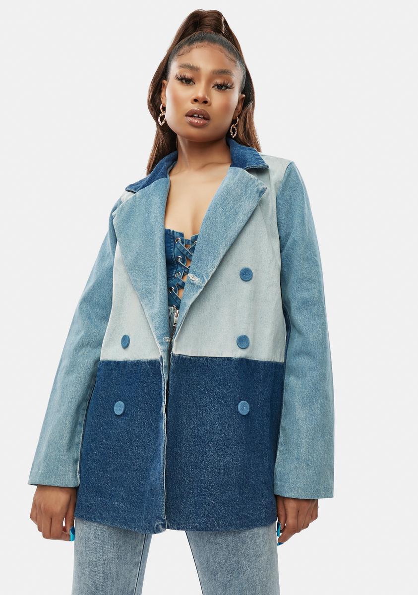All Bets Off Colorblock Denim Jacket
