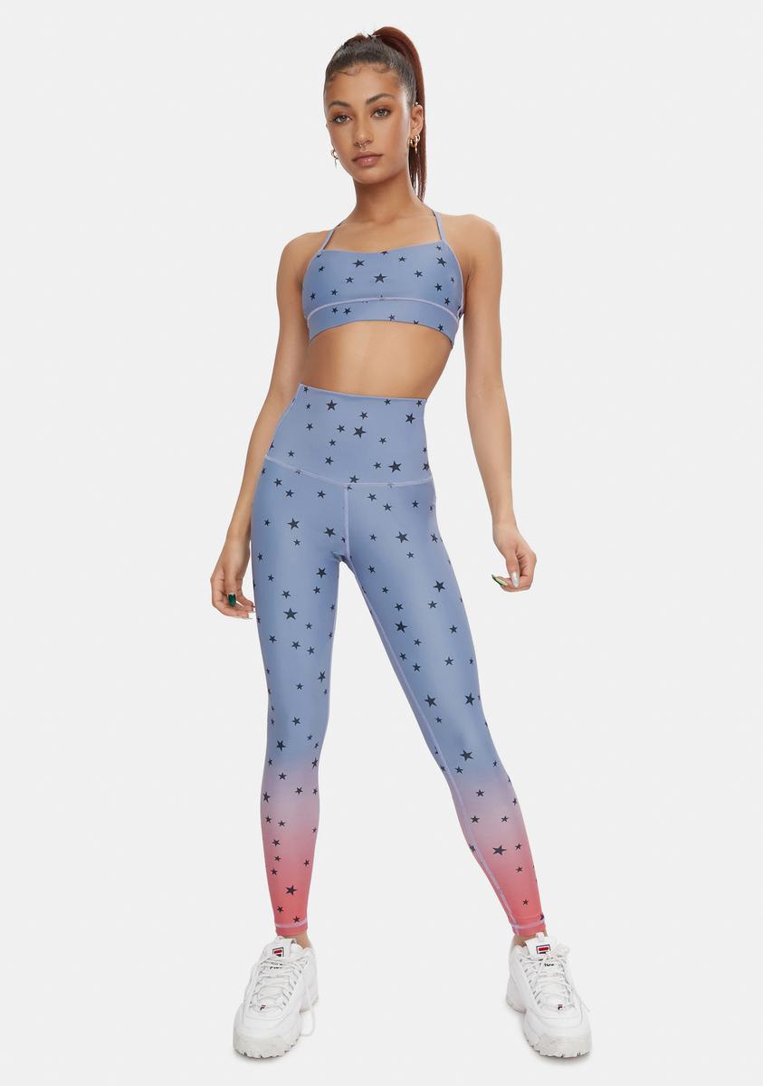 All Over Scattered Stars Spaghetti Sports Bra