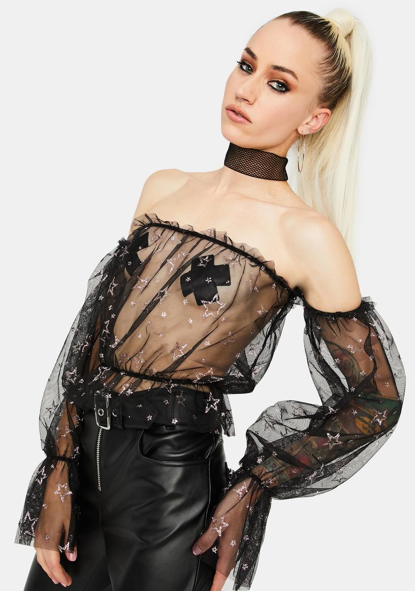 About Last Night Off The Shoulder Crop Top