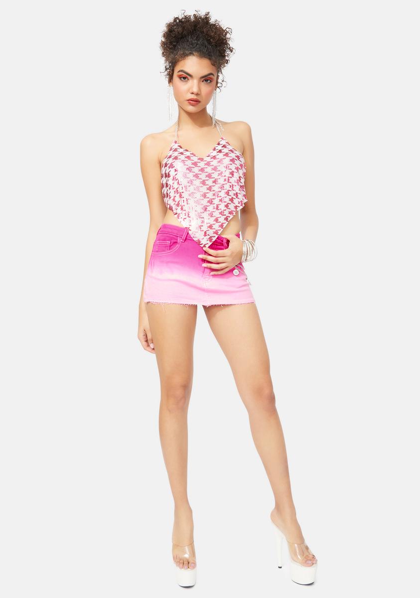 Always A Diva Houndstooth Chainmail Top