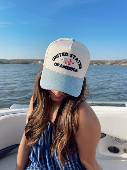 United States of America - Denim Blue Vintage Trucker Hat