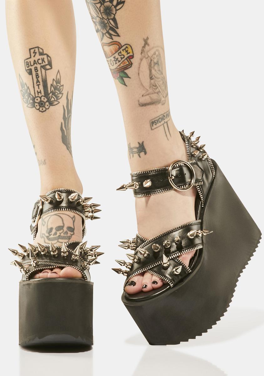 666 Feet Apart Spiked Platform Sandals