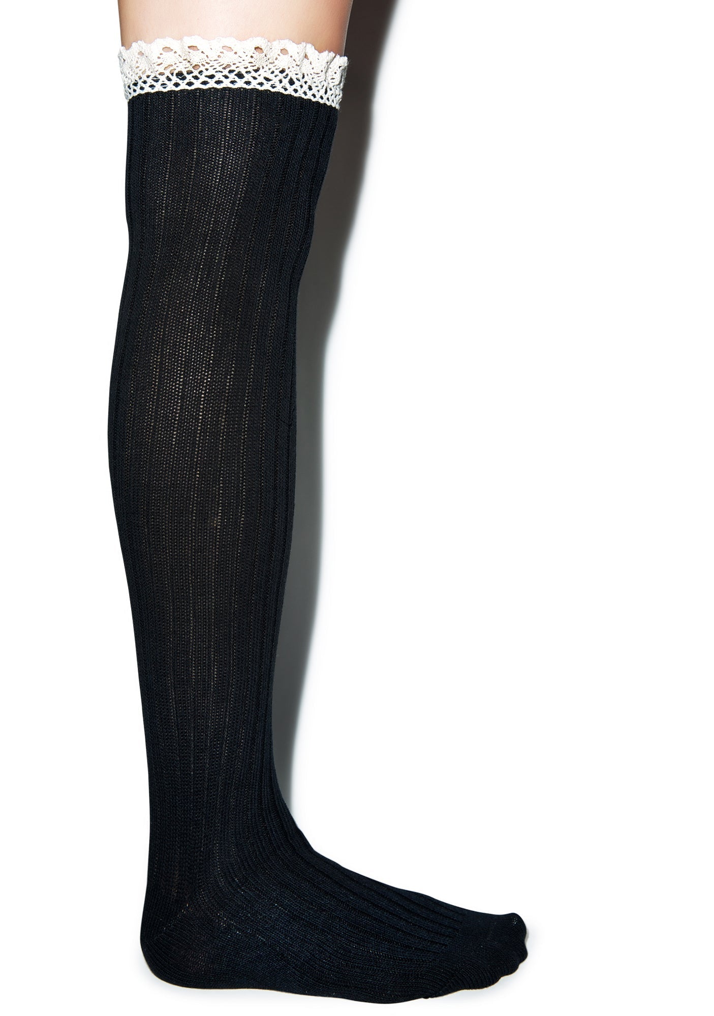 All About That Lace Knee High Socks - Black