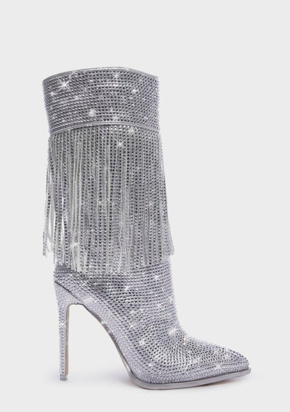 Almut Rhinestone Fringe Heeled Boots