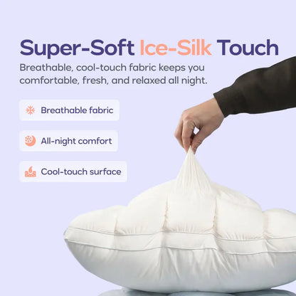 Cloud-Soft Cooling Pillow | Fluffy Puff-Grid Bed Pillow