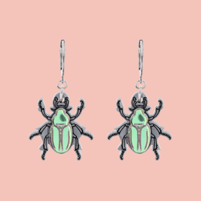Jewel Summer Beetle Huggie Hoop Earrings