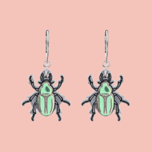 Jewel Summer Beetle Huggie Hoop Earrings