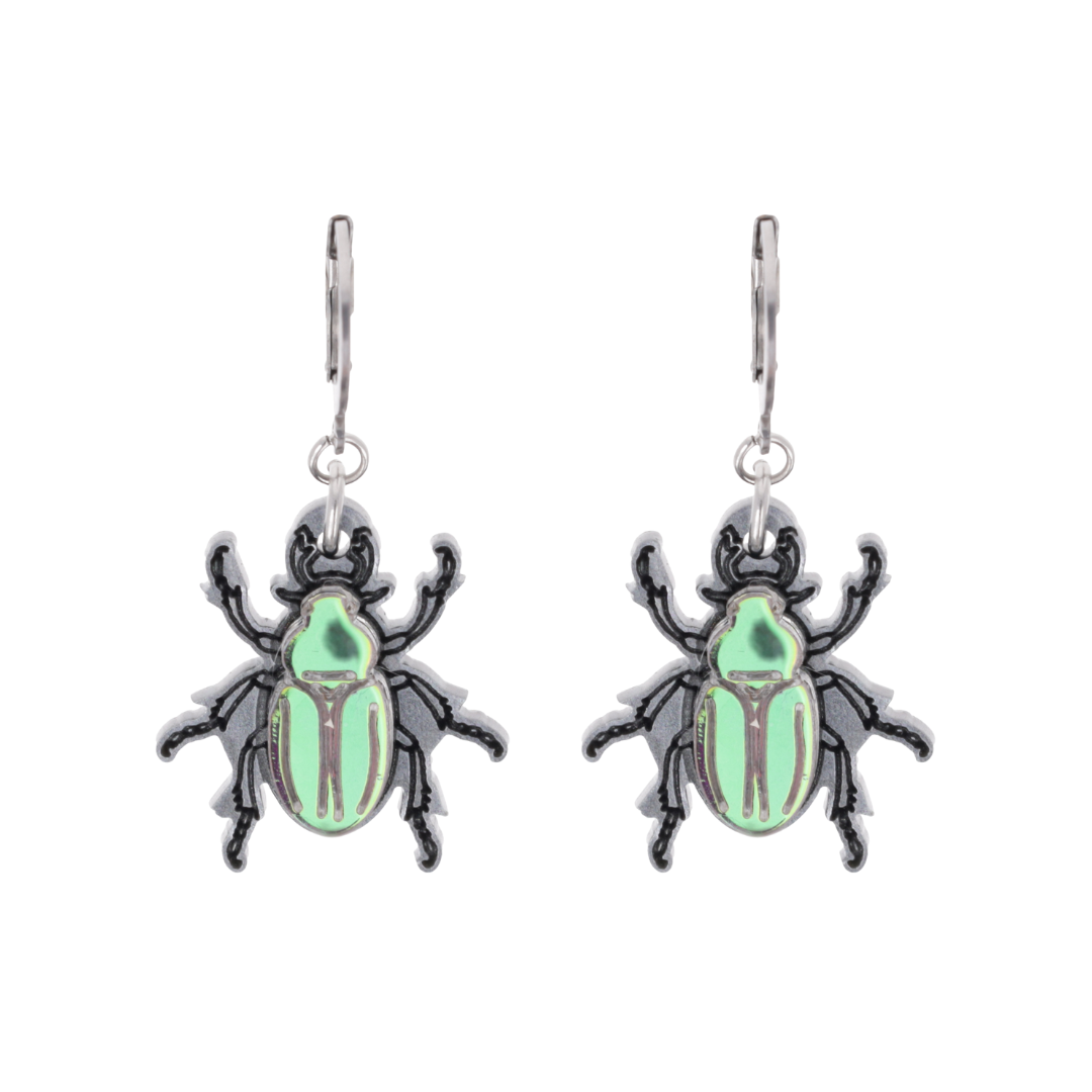 Jewel Summer Beetle Huggie Hoop Earrings