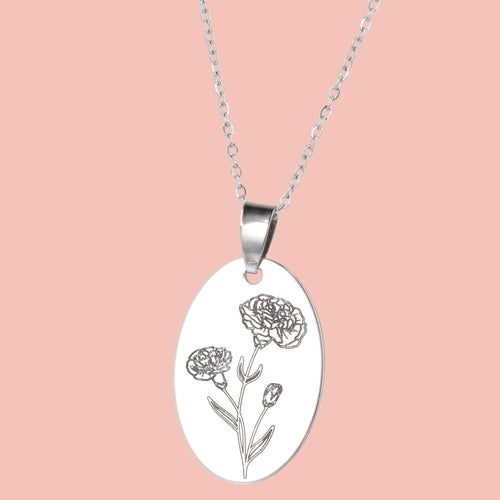 January Birth Flower Necklace - Carnation