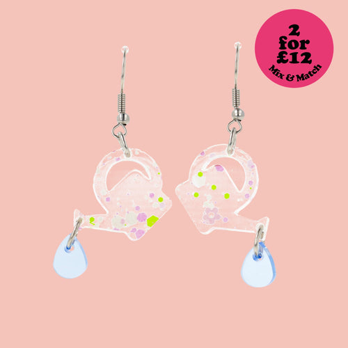 I Wet My Plants! Confetti Watering Can Earrings
