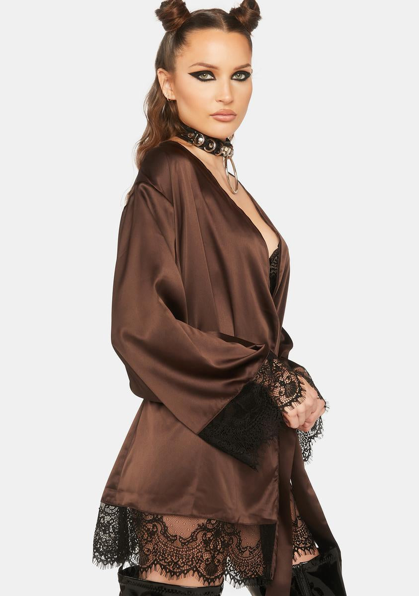 Alaia Chocolate Brown Caged Kimono