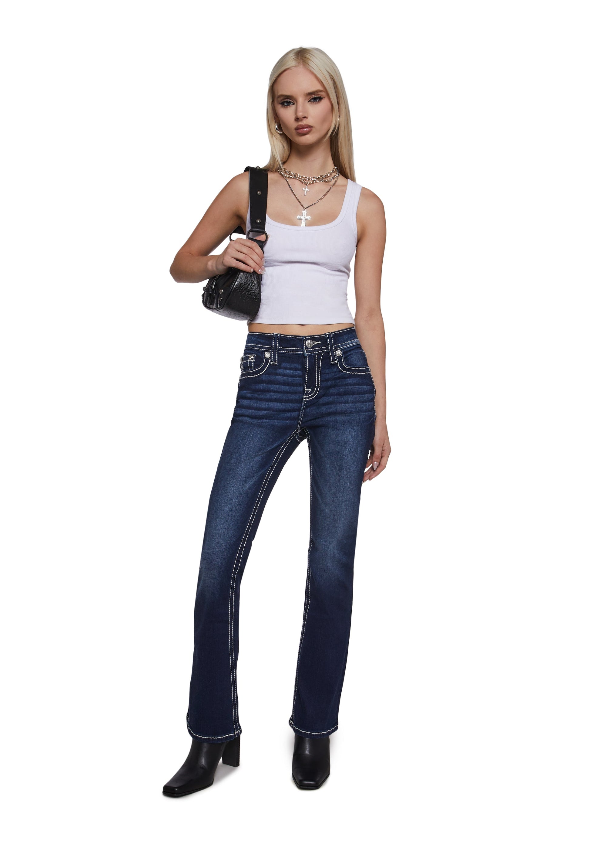 30" Mid Rise Boot Cut Jeans