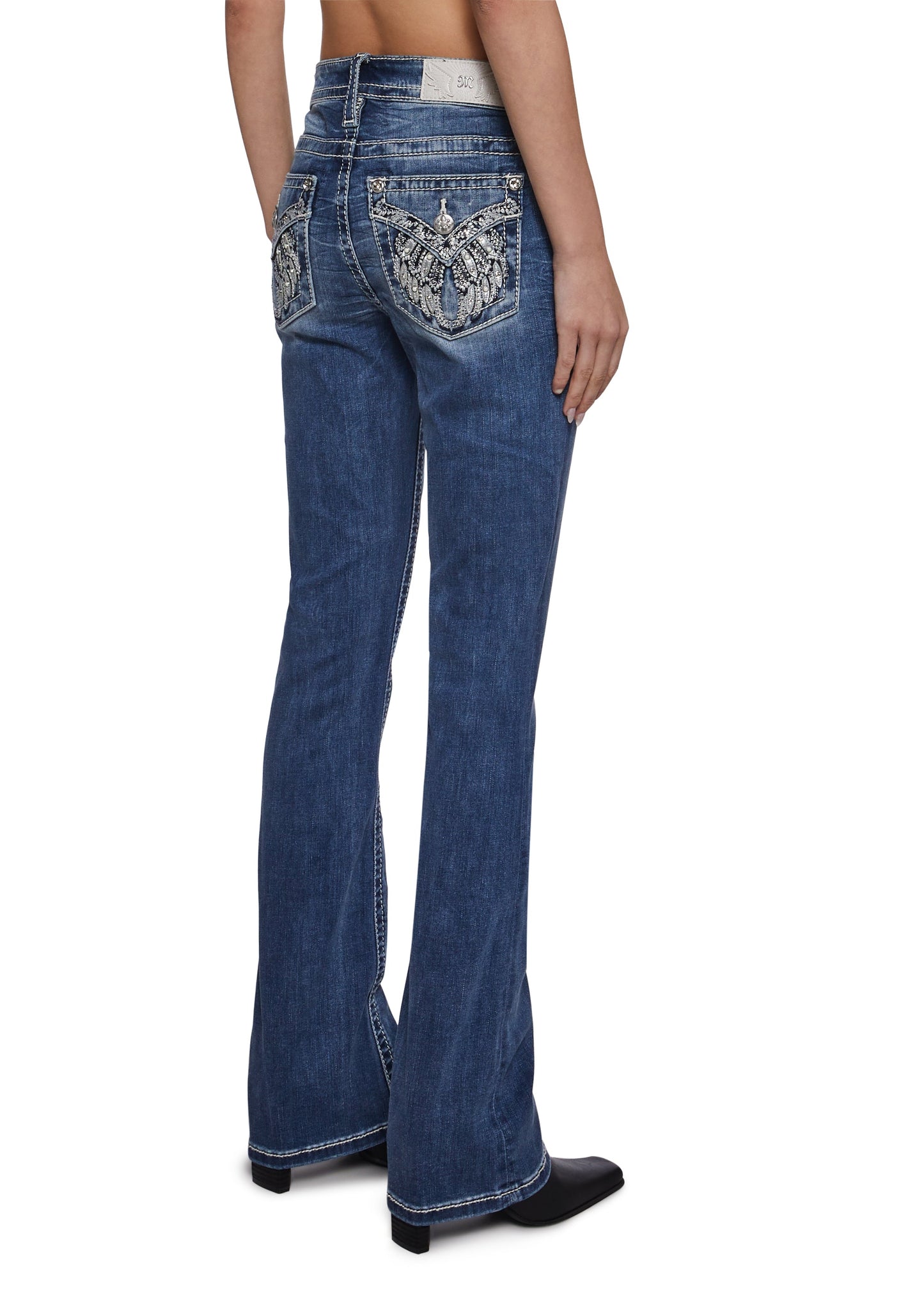 32" Mid Rise Boot Cut Jeans