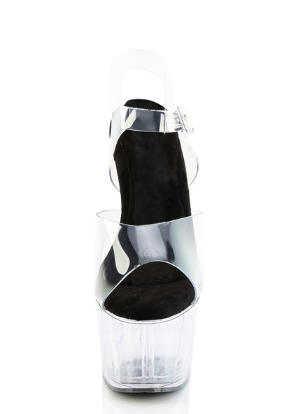 Adore-708PREM Platform Ankle Strap Sandals-Clear