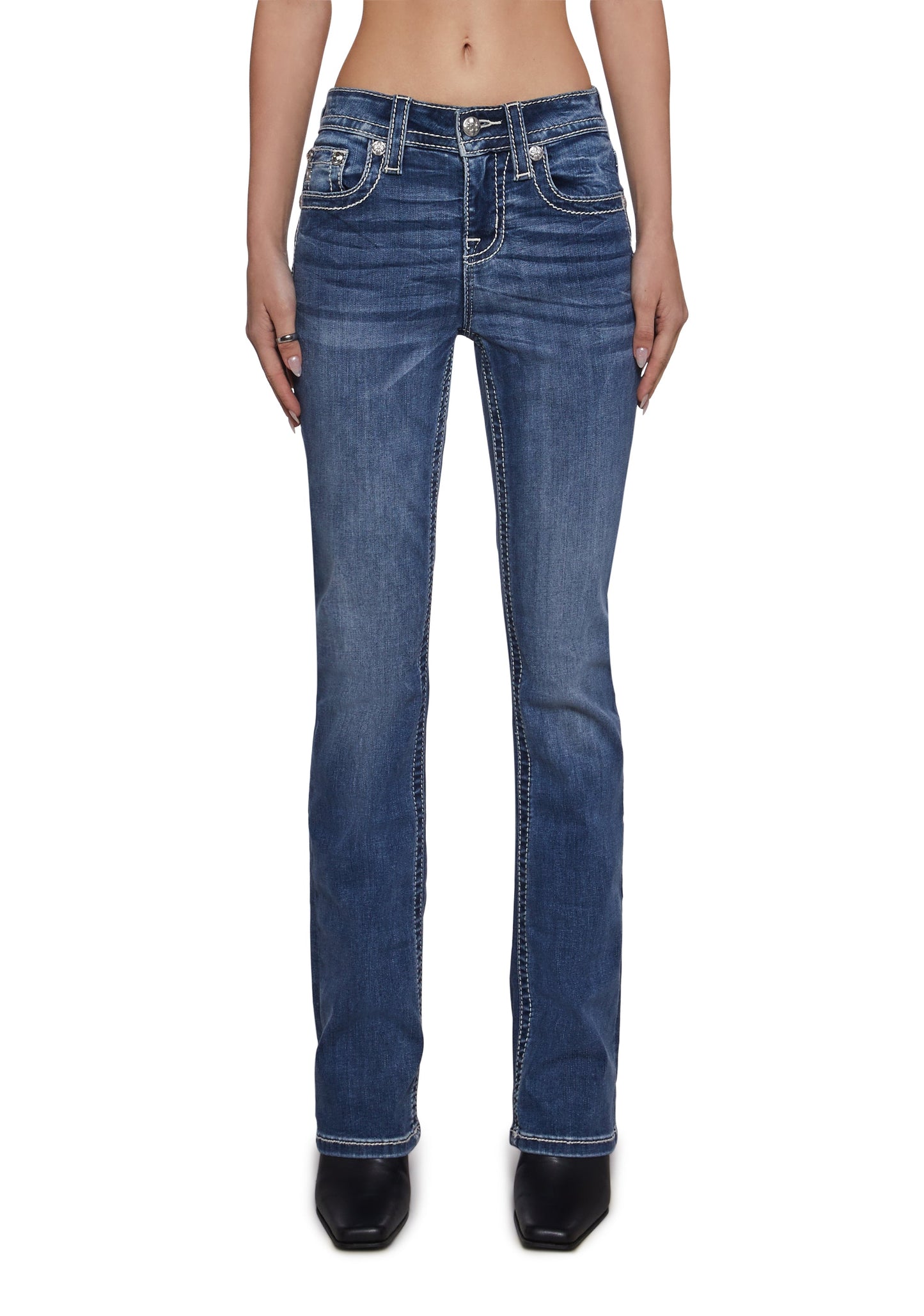 32" Mid Rise Boot Cut Jeans
