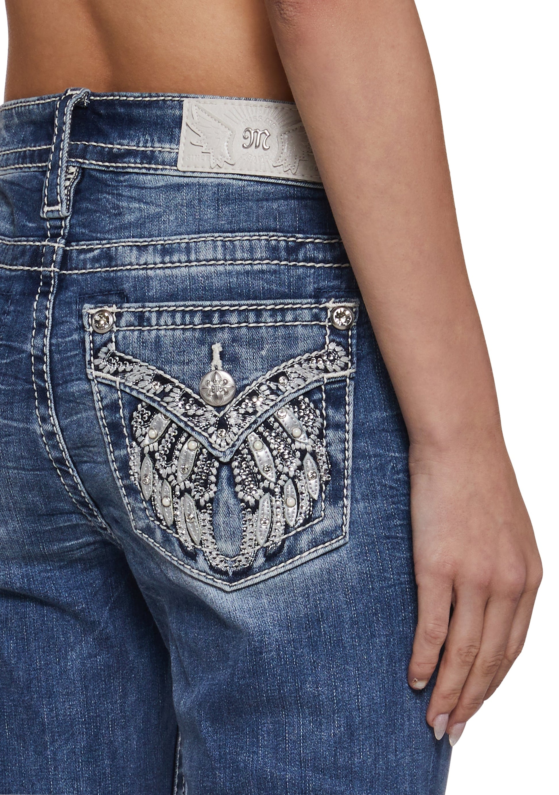 32" Mid Rise Boot Cut Jeans