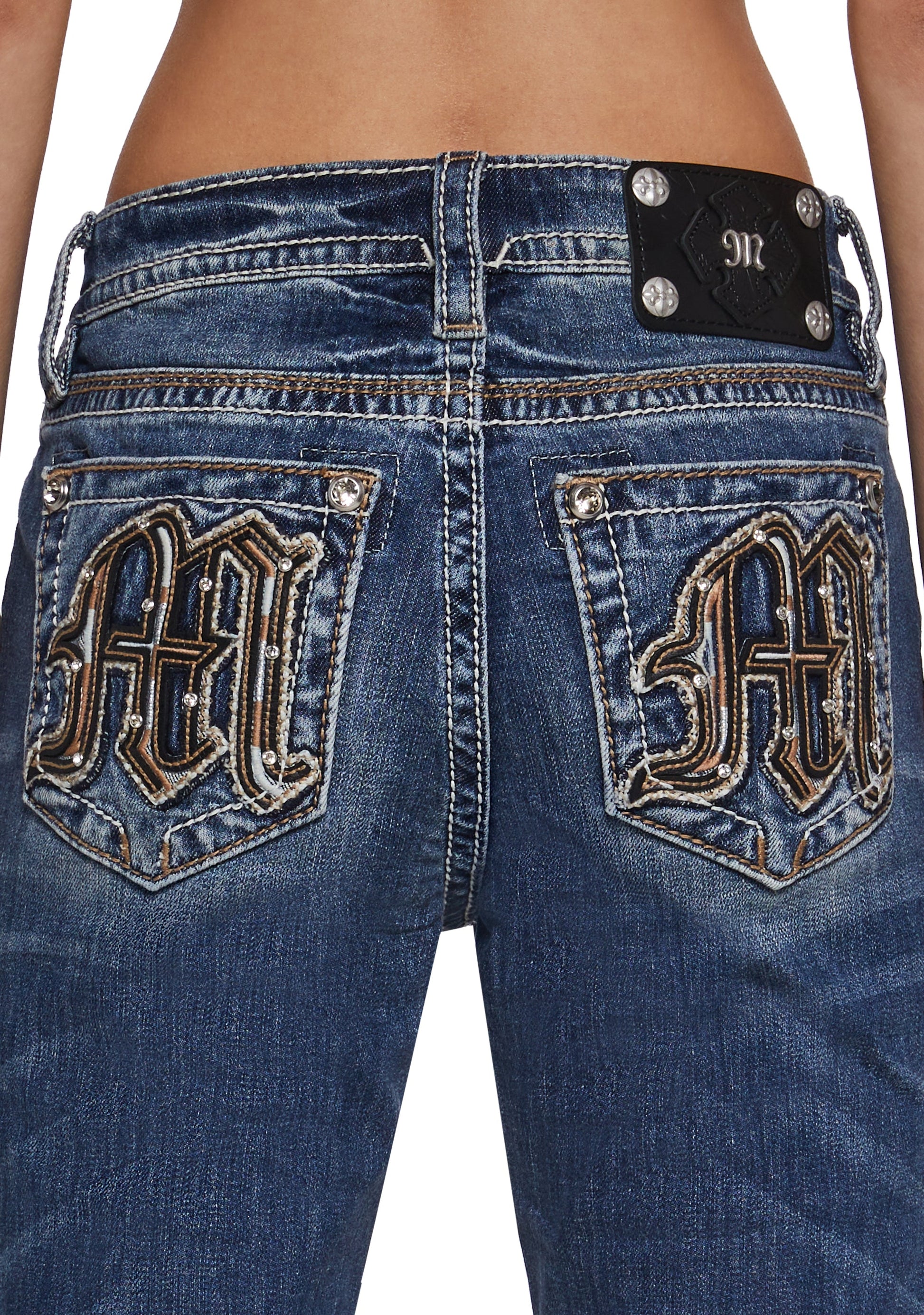 34" Mid Rise Washed Boot Cut Jeans