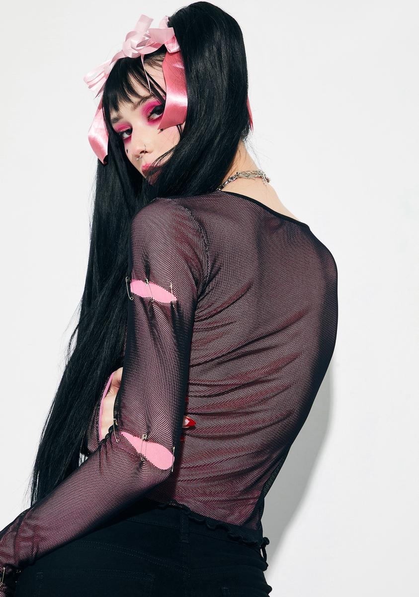 About A Goth Mesh Overlay Top