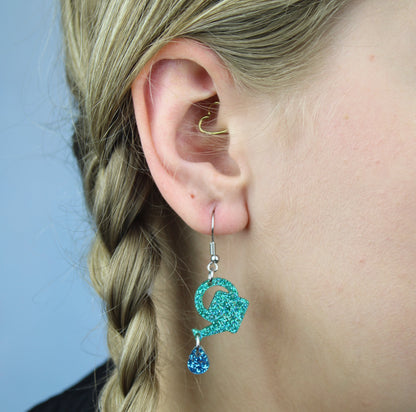 I Wet My Plants! Glitter Watering Can Earrings